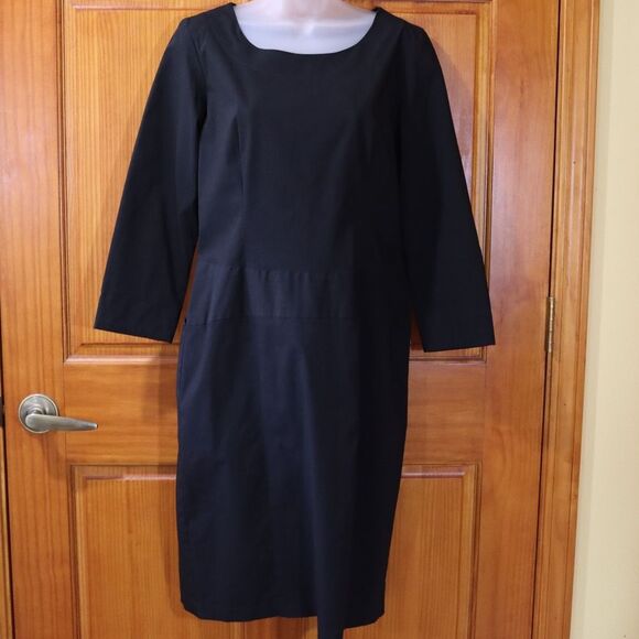 Amy Rigg Elegant Black Long Sleeve Modest Sheath Dress 12 - Picture 2 of 14